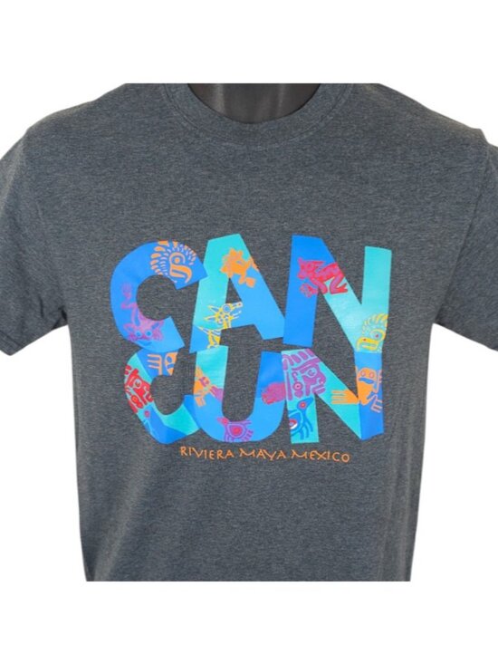 Tropical Relax Other - Cancun T Shirt Mens Size Small Gray Riviera Maya Mexico Travel Destination Tee